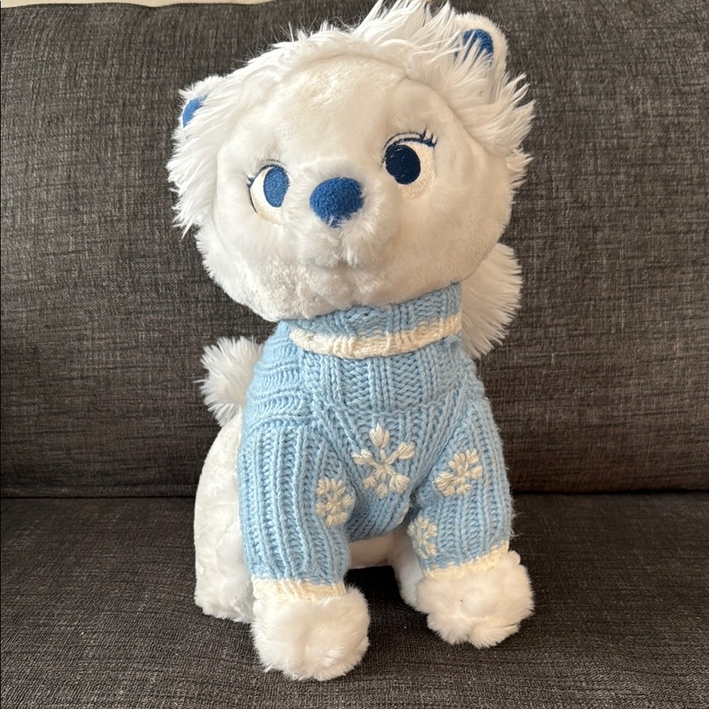 Disney White and Blue Aristocats Marie plush with sweater